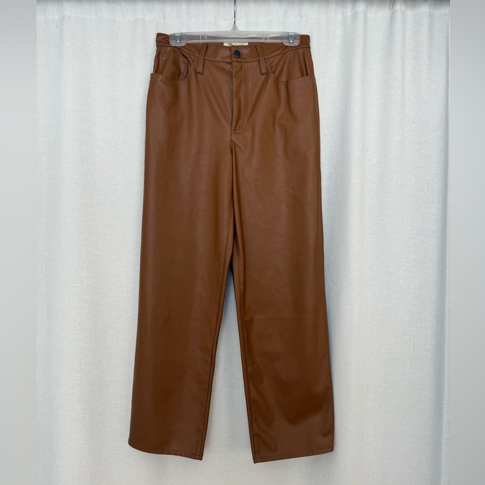 Madewell Brown Faux Leather Wide-Leg Pants
